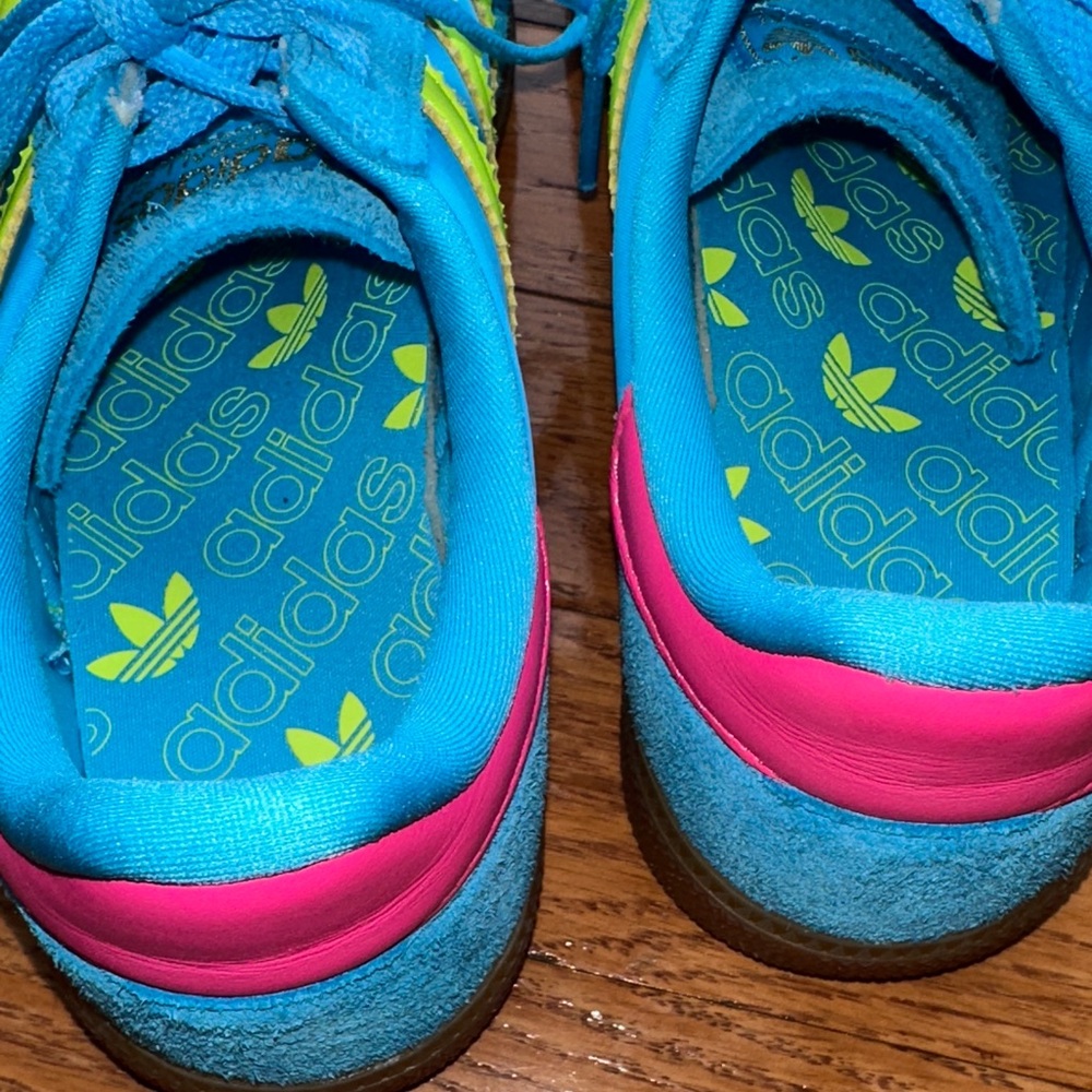 Adidas Handball Spezial "Sky Rush/Solar Yellow/Lucid Pink" Women's Shoe size 6 - Picture 8 of 11